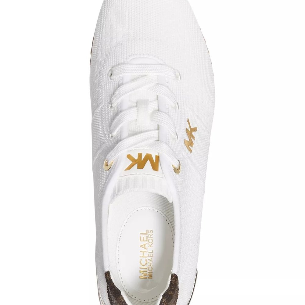 MICHAEL Michael Kors Monique Knit Sneaker White/Gold-tone Accents NWOT Size 9.5 - Picture 3 of 15